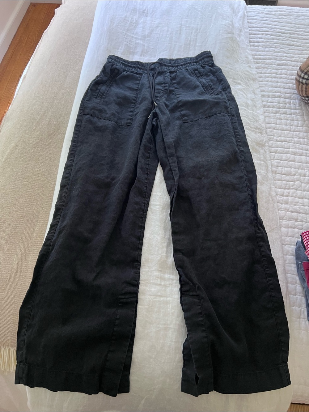 Athleta Black Drawstring Casual Linen Pants